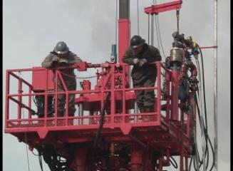 pink drilling rig