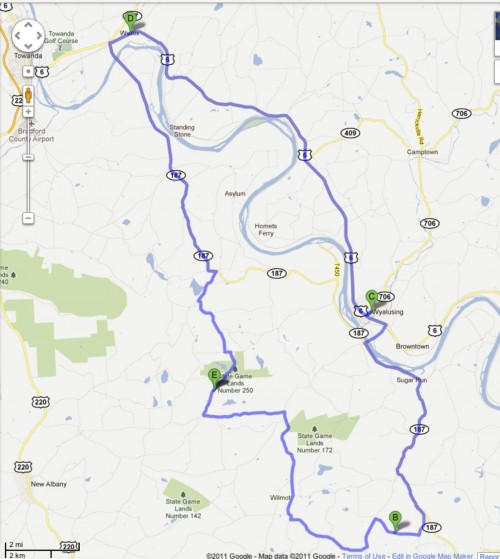 Susquehanna River Sept 2011 map showing gas migration