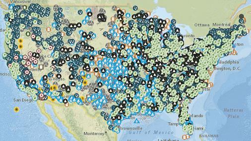 Interactive maps display facets of the United States energy infrastructure