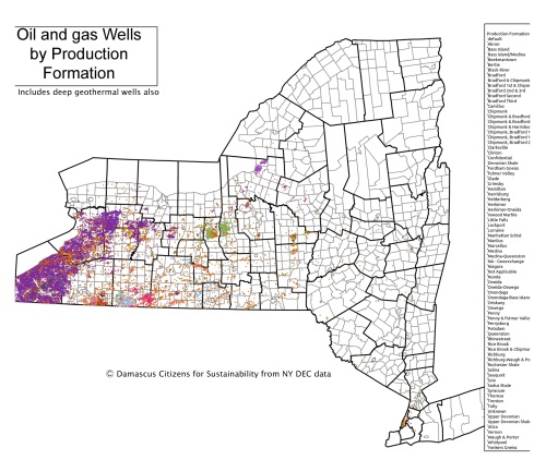 NY State Oil and gas wells by production Formation map4